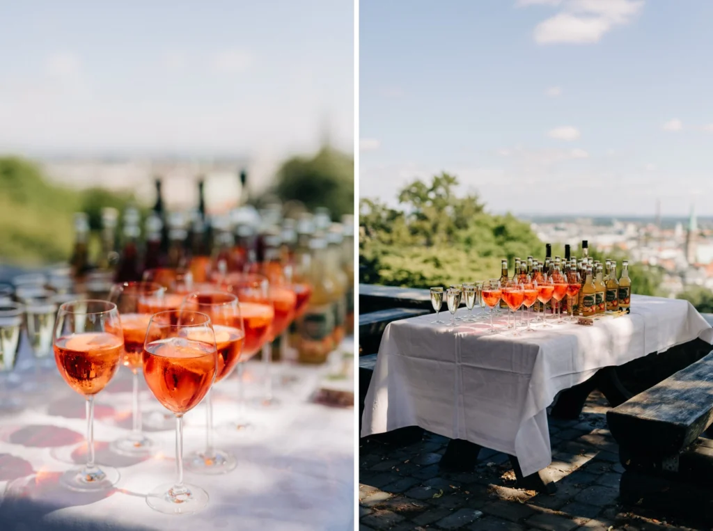 Aperitif mit Blick über Bielefeld beim Sektempfang an der Sparrenburg